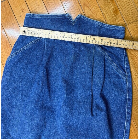 Vintage 80’s/90’s Zena Denim Pencil Midi Skirt Pockets Button Back Small - Picture 6 of 9
